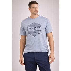 TravisMathew Men's Pineapple Sage T-Shirt Heather Bel-Air Blue Size Large ￼